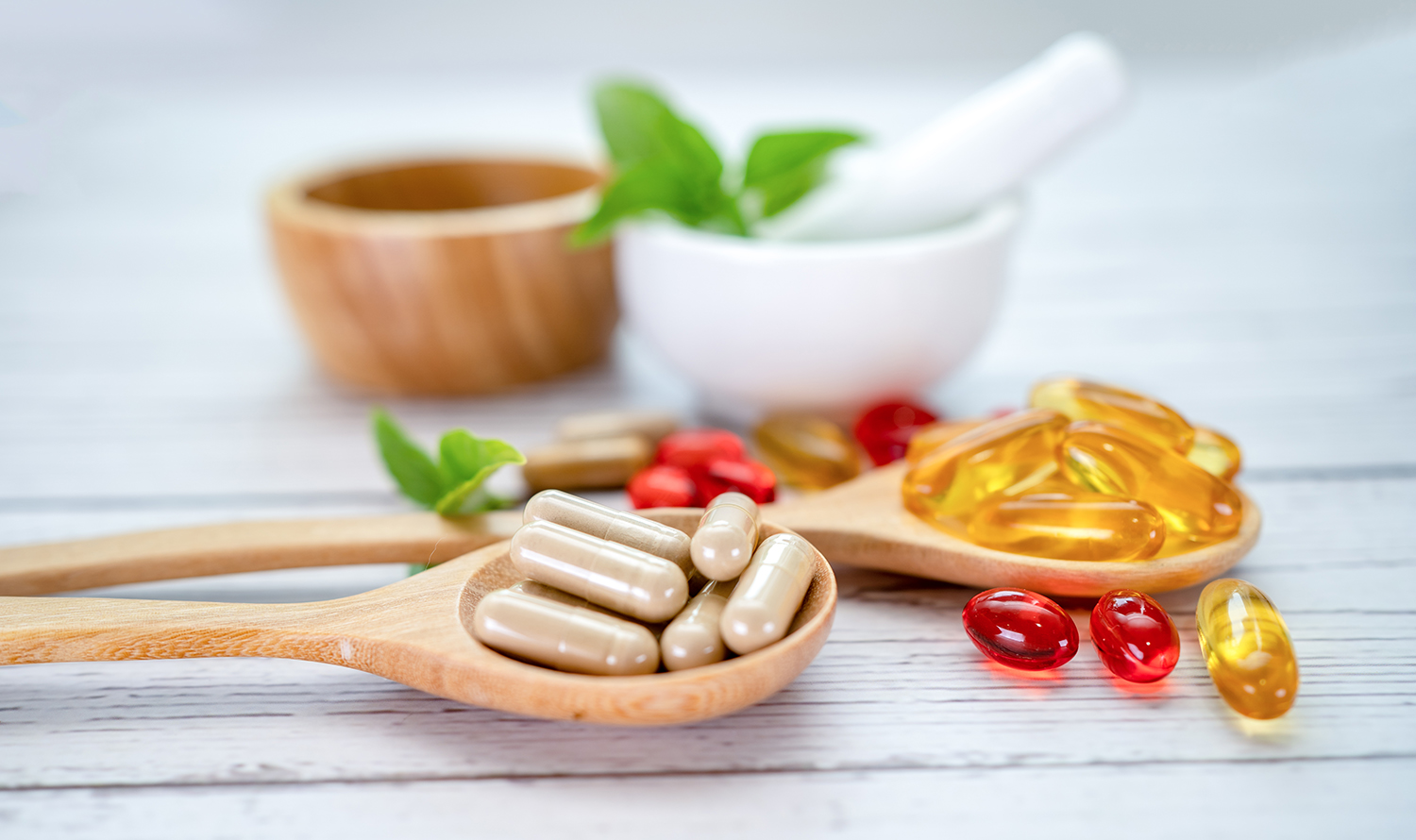 Alternative medicine herbal organic capsule with vitamin E omega